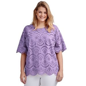 ellos Scalloped Hem Eyelet Blouse With Cami Size 28